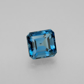 2.01캐럿 천연 런던 블루 토파즈, 에메랄드 컷, 6.7×6.5 mm, VVS-VS