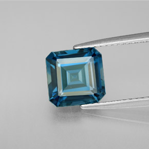 2.80캐럿 천연 런던 블루 토파즈, 에메랄드 컷, 8.3×8.1 mm, VVS-VS