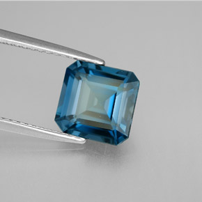 2.80캐럿 천연 런던 블루 토파즈, 에메랄드 컷, 8.3×8.1 mm, VVS-VS