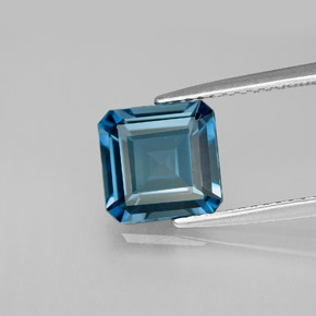 2.58캐럿 천연 런던 블루 토파즈, 에메랄드 컷, 8.2×8 mm, VS