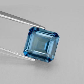 2.58캐럿 천연 런던 블루 토파즈, 에메랄드 컷, 8.2×8 mm, VS
