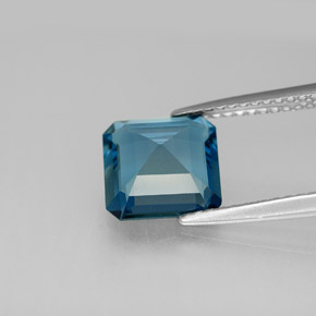 2.58캐럿 천연 런던 블루 토파즈, 에메랄드 컷, 8.2×8 mm, VS
