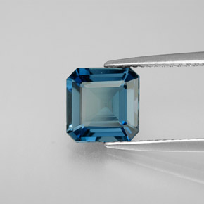 2.37캐럿 천연 런던 블루 토파즈, 에메랄드 컷, 7.9×7.8 mm, VVS-VS
