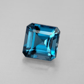 1.78캐럿 천연 런던 블루 토파즈, 에메랄드 컷, 6.7×6.6 mm, VVS-VS