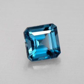 1.78캐럿 천연 런던 블루 토파즈, 에메랄드 컷, 6.7×6.6 mm, VVS-VS