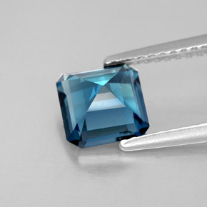 1.78캐럿 천연 런던 블루 토파즈, 에메랄드 컷, 6.7×6.6 mm, VVS-VS