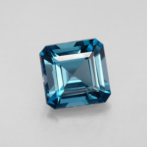 2.16캐럿 천연 런던 블루 토파즈, 에메랄드 컷, 7.4×7.3 mm, VVS-VS