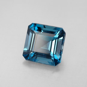 2.16캐럿 천연 런던 블루 토파즈, 에메랄드 컷, 7.4×7.3 mm, VVS-VS
