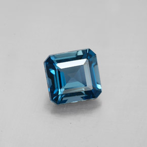 1.90캐럿 천연 런던 블루 토파즈, 에메랄드 컷, 7.2×6.9 mm, VVS-VS