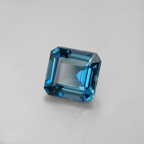 1.90캐럿 천연 런던 블루 토파즈, 에메랄드 컷, 7.2×6.9 mm, VVS-VS