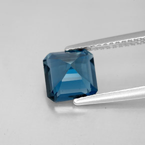 1.90캐럿 천연 런던 블루 토파즈, 에메랄드 컷, 7.2×6.9 mm, VVS-VS