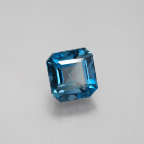2.15캐럿 천연 런던 블루 토파즈, 에메랄드 컷, 6.8×6.5 mm, VVS-VS