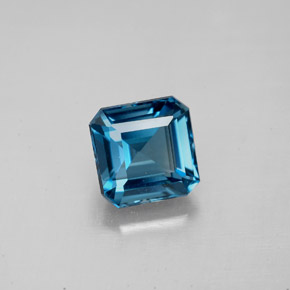 2.20캐럿 천연 런던 블루 토파즈, 에메랄드 컷, 6.9×6.9 mm, VVS