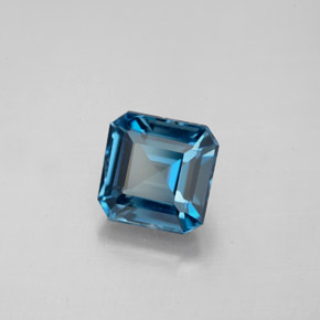 2.20캐럿 천연 런던 블루 토파즈, 에메랄드 컷, 6.9×6.9 mm, VVS