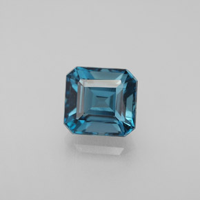 2.20캐럿 천연 런던 블루 토파즈, 에메랄드 컷, 7.2×6.7 mm, VVS-VS