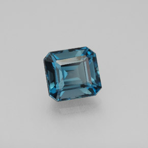 2.20캐럿 천연 런던 블루 토파즈, 에메랄드 컷, 7.2×6.7 mm, VVS-VS