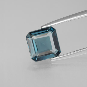 1.48캐럿 천연 런던 블루 토파즈, 에메랄드 컷, 7×6.9 mm, VVS-VS