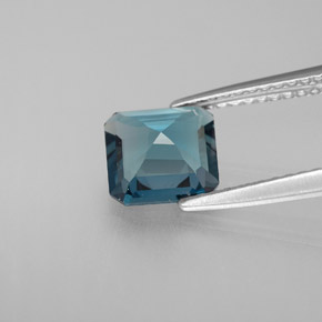 1.48캐럿 천연 런던 블루 토파즈, 에메랄드 컷, 7×6.9 mm, VVS-VS