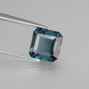 1.72캐럿 천연 런던 블루 토파즈, 에메랄드 컷, 6.9×6.7 mm, VVS-VS
