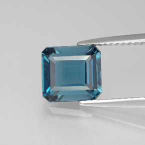 2.30캐럿 천연 런던 블루 토파즈, 에메랄드 컷, 8.1×7.5 mm, VS