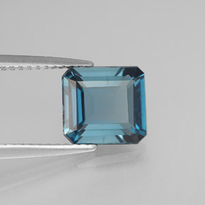 2.30캐럿 천연 런던 블루 토파즈, 에메랄드 컷, 8.1×7.5 mm, VS