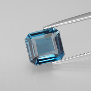 1.98캐럿 천연 런던 블루 토파즈, 에메랄드 컷, 7.8×7.3 mm, VVS-VS