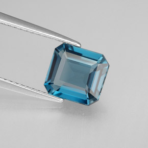 1.98캐럿 천연 런던 블루 토파즈, 에메랄드 컷, 7.8×7.3 mm, VVS-VS