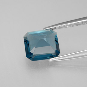1.98캐럿 천연 런던 블루 토파즈, 에메랄드 컷, 7.8×7.3 mm, VVS-VS