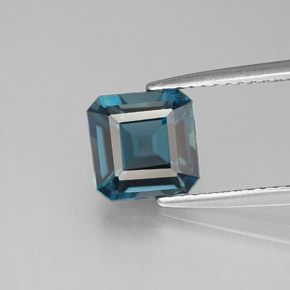 2.10캐럿 천연 런던 블루 토파즈, 에메랄드 컷, 7.3×7.3 mm, VVS-VS