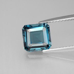 2.09캐럿 천연 런던 블루 토파즈, 에메랄드 컷, 7.5×7.3 mm, VVS-VS