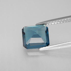 2.09캐럿 천연 런던 블루 토파즈, 에메랄드 컷, 7.5×7.3 mm, VVS-VS