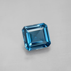 2.50캐럿 천연 런던 블루 토파즈, 에메랄드 컷, 8.1×7.8 mm, VVS-VS
