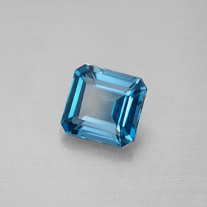 2.50캐럿 천연 런던 블루 토파즈, 에메랄드 컷, 8.1×7.8 mm, VVS-VS