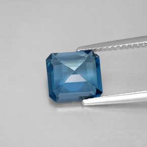 2.50캐럿 천연 런던 블루 토파즈, 에메랄드 컷, 8.1×7.8 mm, VVS-VS