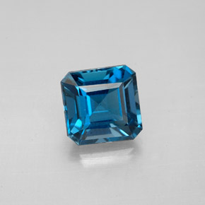 2.31캐럿 천연 런던 블루 토파즈, 에메랄드 컷, 7.3×7.3 mm, VVS-VS