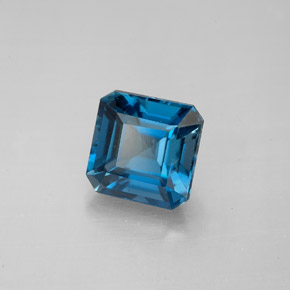 2.31캐럿 천연 런던 블루 토파즈, 에메랄드 컷, 7.3×7.3 mm, VVS-VS