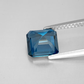 2.31캐럿 천연 런던 블루 토파즈, 에메랄드 컷, 7.3×7.3 mm, VVS-VS
