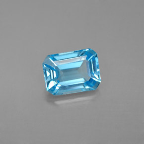 1.90캐럿 천연 스위스 블루 토파즈, 에메랄드 컷, 8×5.9 mm, VS