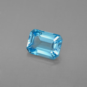 1.90캐럿 천연 스위스 블루 토파즈, 에메랄드 컷, 8×5.9 mm, VS