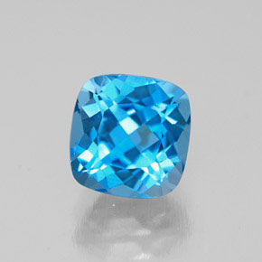 2.01캐럿 천연 스위스 블루 토파즈, 쿠션 컷, 6.8×6.7 mm, VS