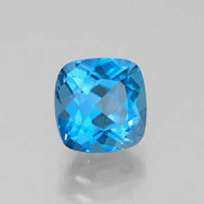 2.01캐럿 천연 스위스 블루 토파즈, 쿠션 컷, 6.8×6.7 mm, VS