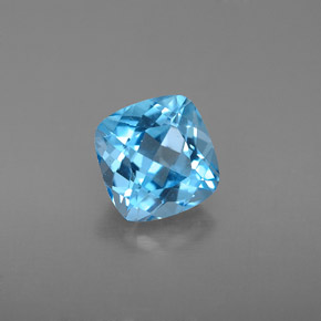 2.03캐럿 천연 스위스 블루 토파즈, 쿠션 컷, 7.1×7 mm, VS