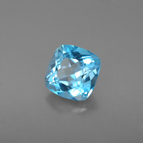 2.03캐럿 천연 스위스 블루 토파즈, 쿠션 컷, 7.1×7 mm, VS