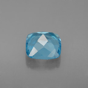 2.86캐럿 천연 런던 블루 토파즈, 쿠션 컷, 8×7.8 mm, VS