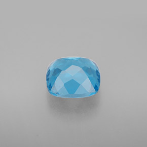 2.97캐럿 천연 스위스 블루 토파즈, 쿠션 컷, 8.3×8.1 mm, VVS-VS