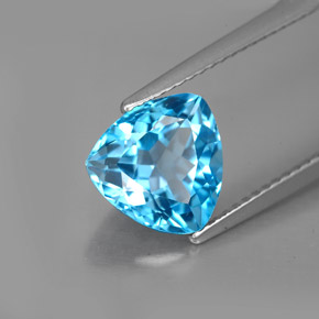 3.36캐럿 천연 스위스 블루 토파즈, 트릴리언, 9.2×9.1 mm, VVS-VS