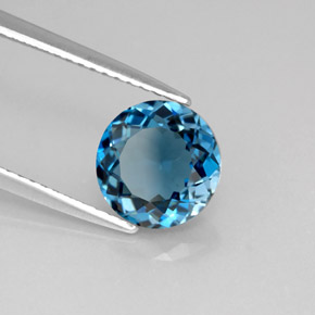 2.41캐럿 천연 런던 블루 토파즈, 라운드 컷, 8.21 mm, VS