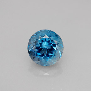 2.73캐럿 천연 런던 블루 토파즈, 라운드 컷, 8.03 mm, VS
