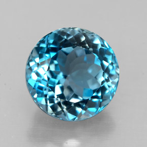 3.10캐럿 천연 런던 블루 토파즈, 라운드 컷, 8.18 mm, VVS-VS