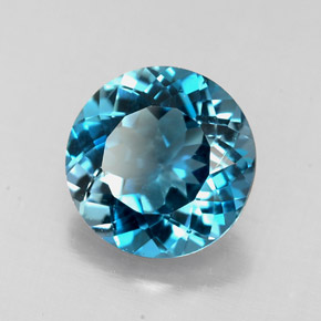 2.26캐럿 천연 런던 블루 토파즈, 라운드 컷, 8.12 mm, VS